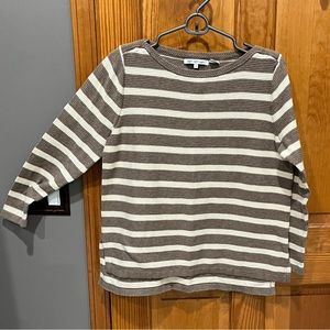 Ladies tan & cream striped top- size M